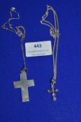 Two Silver Crosses on Chains