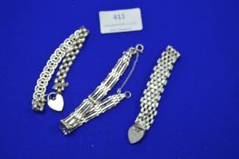 Three Hallmarked Silver Gate Bracelets ~42.5g