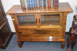 Wooden TV Stand with Glazed Cabinets