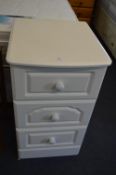 White Three Drawer Bedside Cabinet