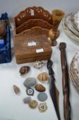 Wooden Collectible Items, Cane, Letter Rack, etc.