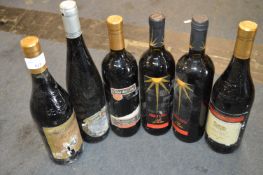 Six Bottles of Assorted Red and White Wines