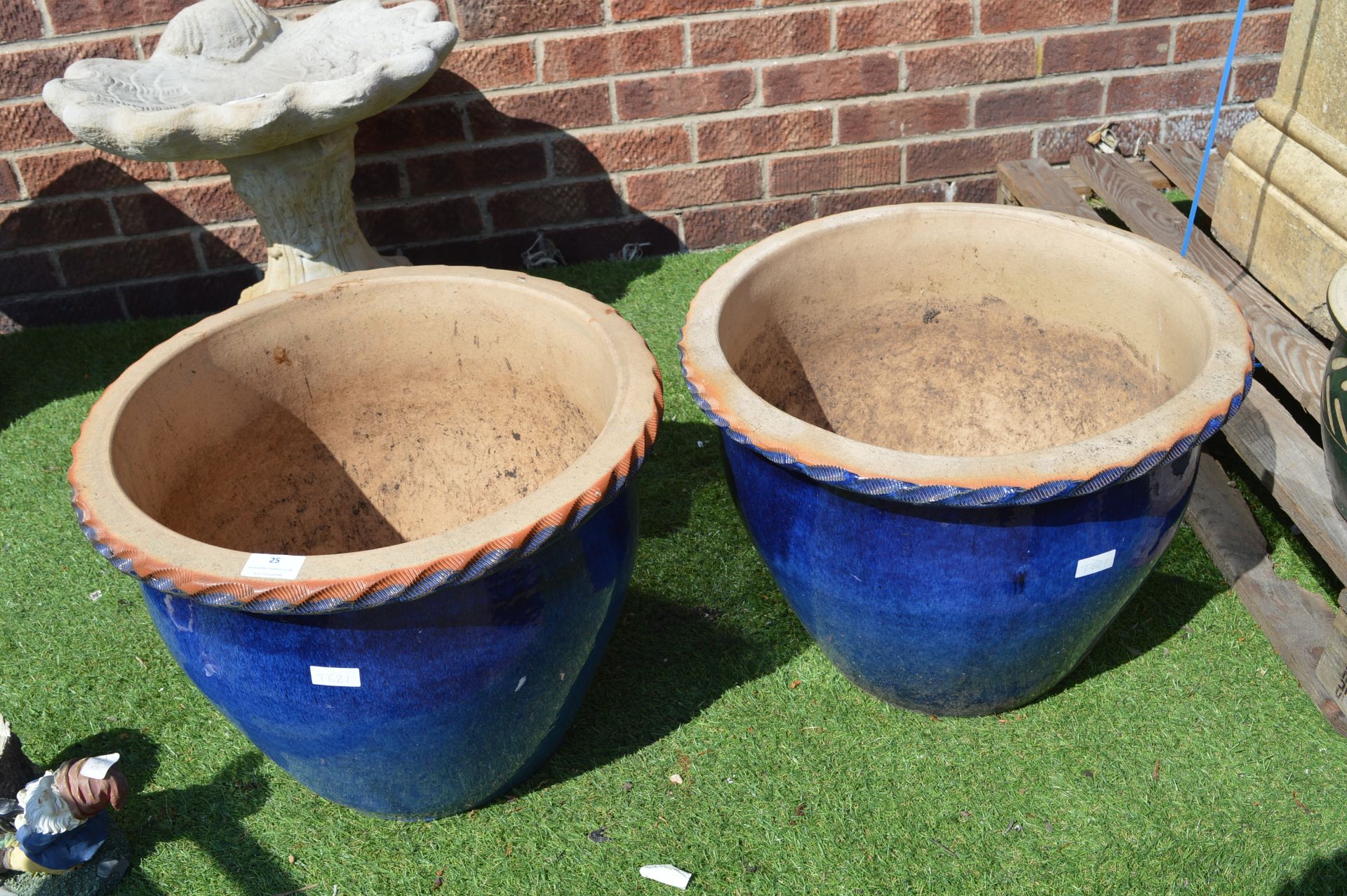 Pair of Large Blue Garden Planters