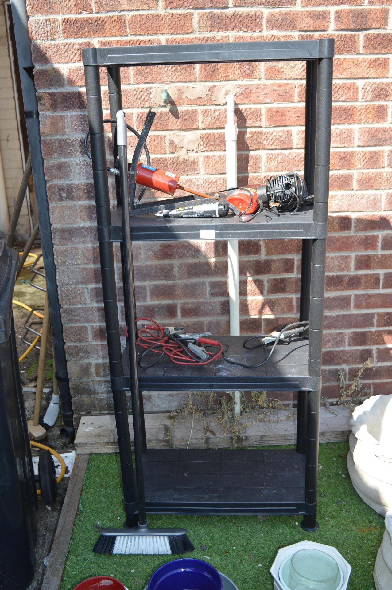 Four Height Black Plastic Storage Shelves etc.