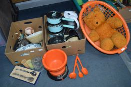 Two Boxes of Kitchenware Including a Teaddy Bear