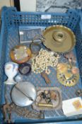 Tray Lot of Collectibles, Horse Brasses, Costume J