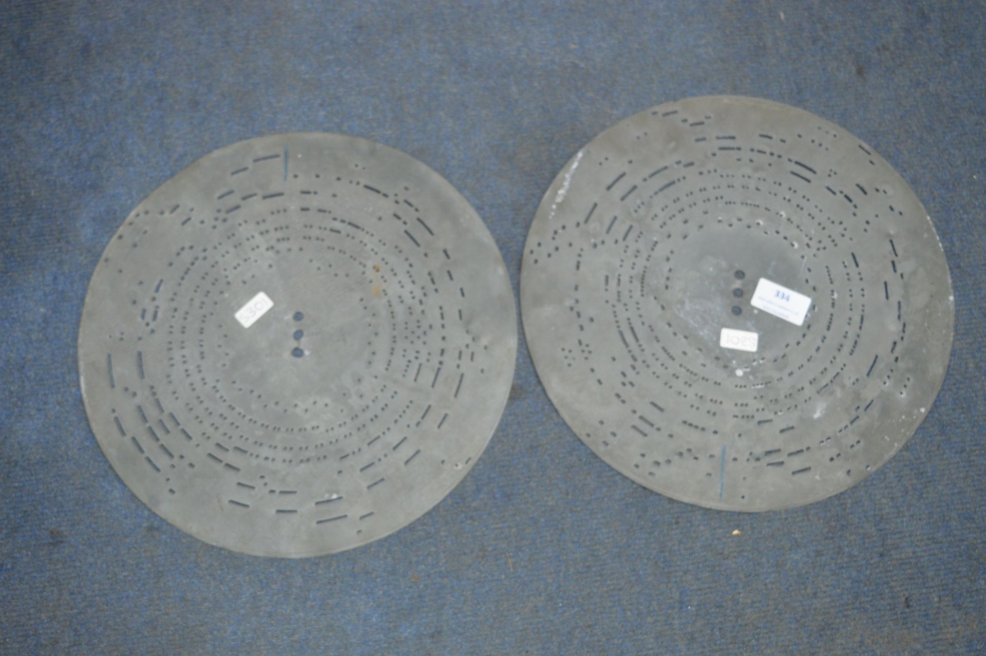 Two Antique Musical Box Discs