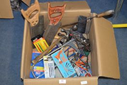 Box of Hand Tools; Planes, Saws, etc.