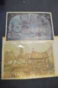 Two Anton Pieck Posters - The Knife Sharpener and A Night Time Street Scene