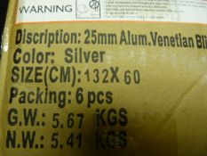 *Box of 6 25mm Silver Aluminium Venetian Blinds