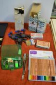 Materials Including Varnishes, Crayon Sets, Framing Clamps, etc.