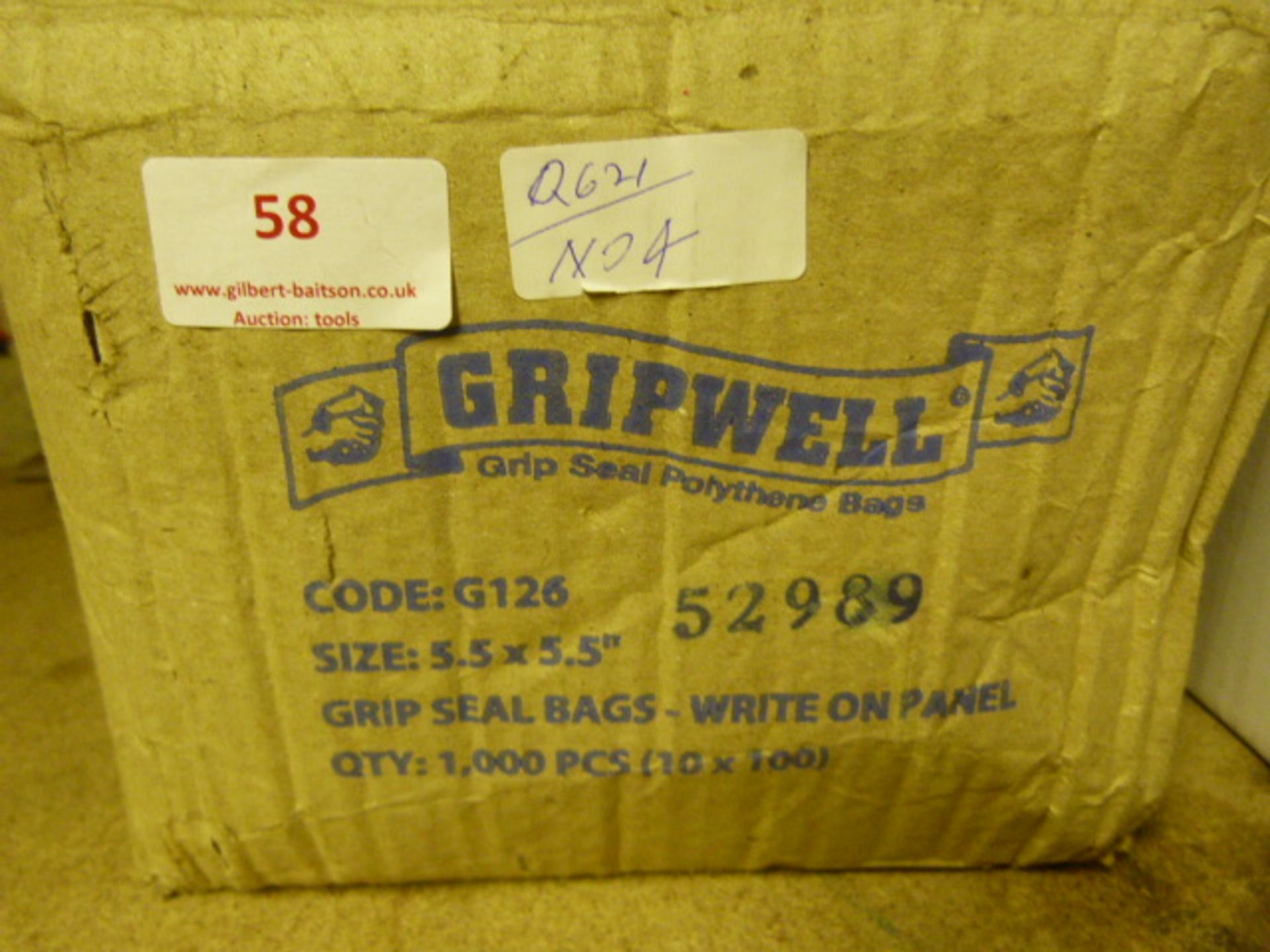 *Box of 1000 Gripwell Grip Seal Bags