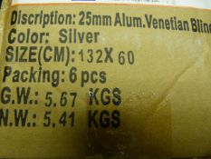 *Box of 6 25mm Silver Aluminium Venetian Blinds