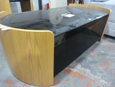 *Contemporary Oval Coffee Table with Black Glass T