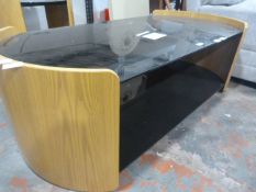 *Contemporary Oval Coffee Table with Black Glass T