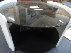 *Round Coffee Table with Black Glass Top in Pure W