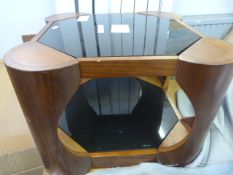 *Contemporary Coffee Table with Black Glass Top