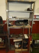 *Section of Adjustable Shelving Containing Starter Motos, Assorted Scrap Poly Blocks, etc.