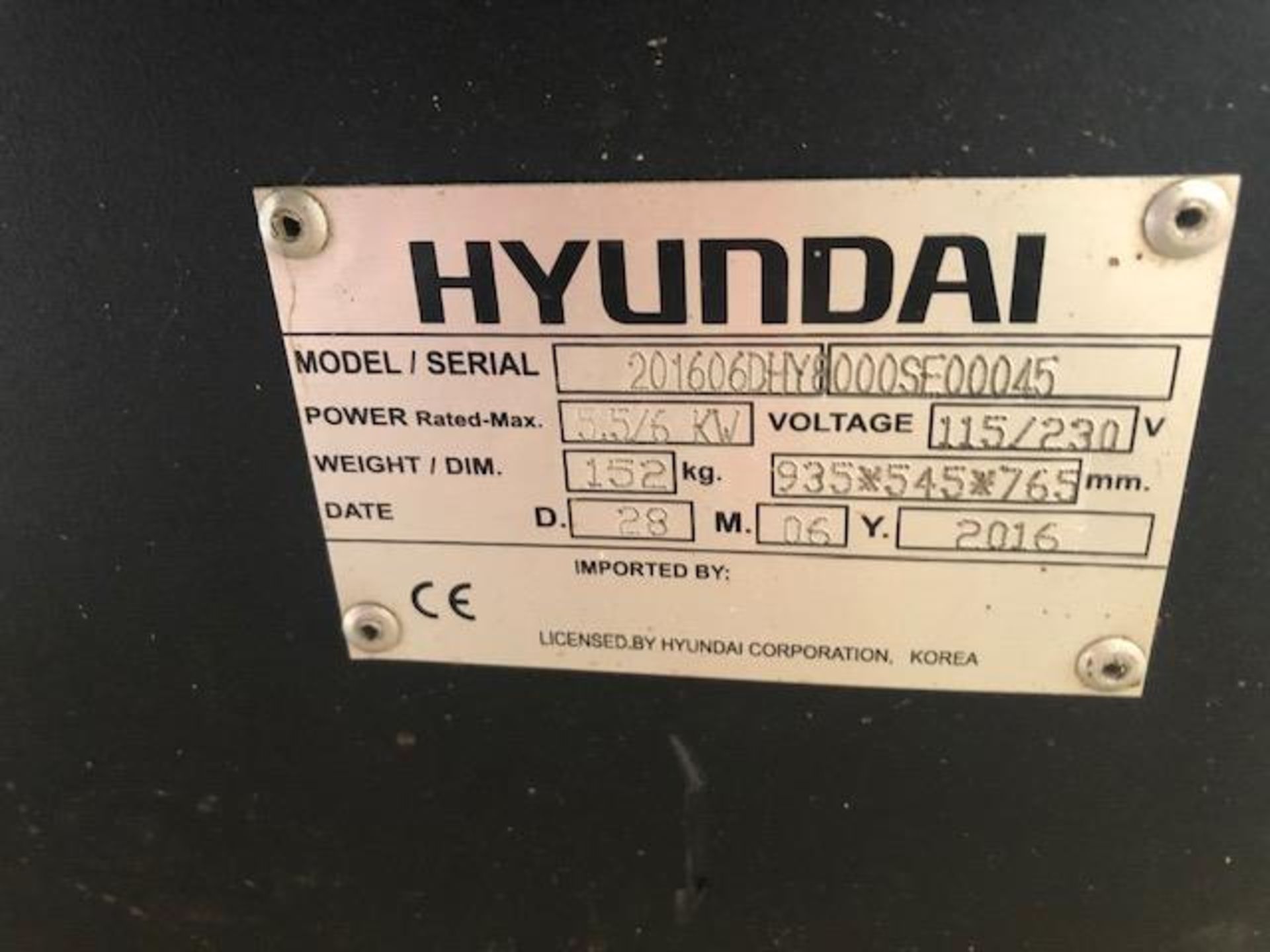 *Hyundai DHY8000Se Silent Diesel Generator - Image 2 of 2