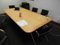 *Boardroom Table on Four Chrome Legs in Light Wood