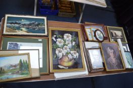 Table Lot of Framed Pictures and Prints