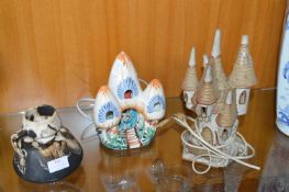 Illuminated Pottery Ornaments and a Vase