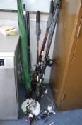 Assorted Fishing Tackle, Nine Reels plus Rods, Umb