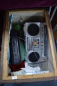 Tea Chest Containing Retro Radios, and a Household