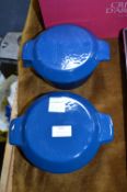 Two Danish Blue Enamel Cookpots