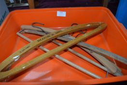 Five Vintage Advertising Wooden Clothes Hangers