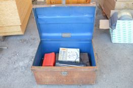 Metal Traveling Trunk and Contents