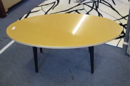 *Gold Topped Oval Coffee Table