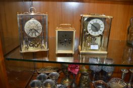 Two Brass Skeleton Clocks and a Carriage Clock