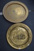 Two Circular Brass Trays