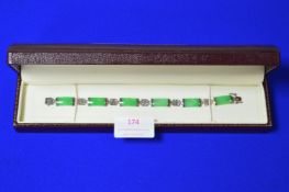 925 Sterling Silver Bracelet with Jade Inserts