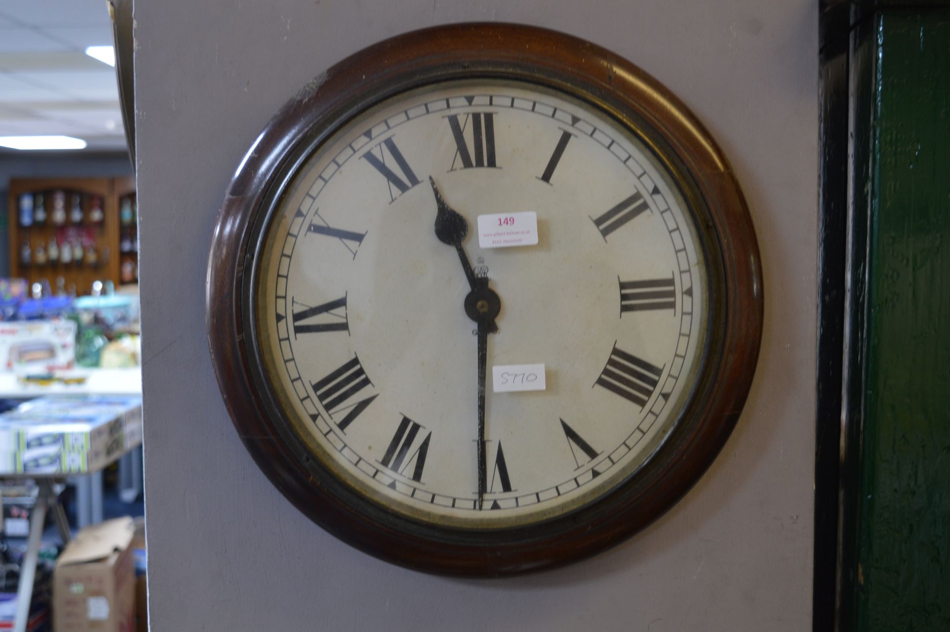 Vintage Mahogany Framed Circular GPO Wall Clock