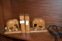 Ornamental Wooden Elephant Bookends
