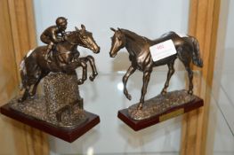 Pair of Bronze Effect Racing Horses