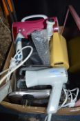 Electrical Items; Toaster, Hairdryer, Irons, etc.