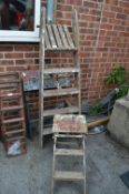 Five Height Wooden Step Ladders and a Workmate plu