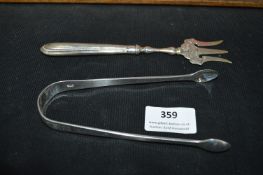 Hallmarked Sterling Silver Serving Fork and a Pair