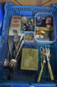 Tray Lot of Collectibles Including Costume Jewelle