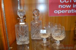 Two Crystal Decanters and Four Brandy Glasses