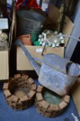 Garden Items Including Watering Cans, Buckets, Pla