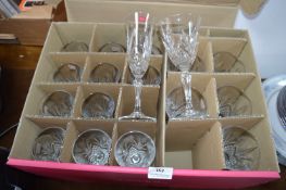 Three Sets of Six Cristal D'aques French Wine Glasses