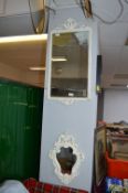 Two White Painted Decorative Wall Mirrors