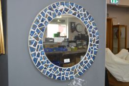 Blue Mosaic Cirrcular Wall Mirror