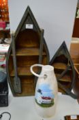 Two Decorative Boat Shaped Shelves and a Float