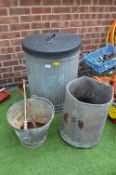 Galvanised Metal Dustbin and Buckets