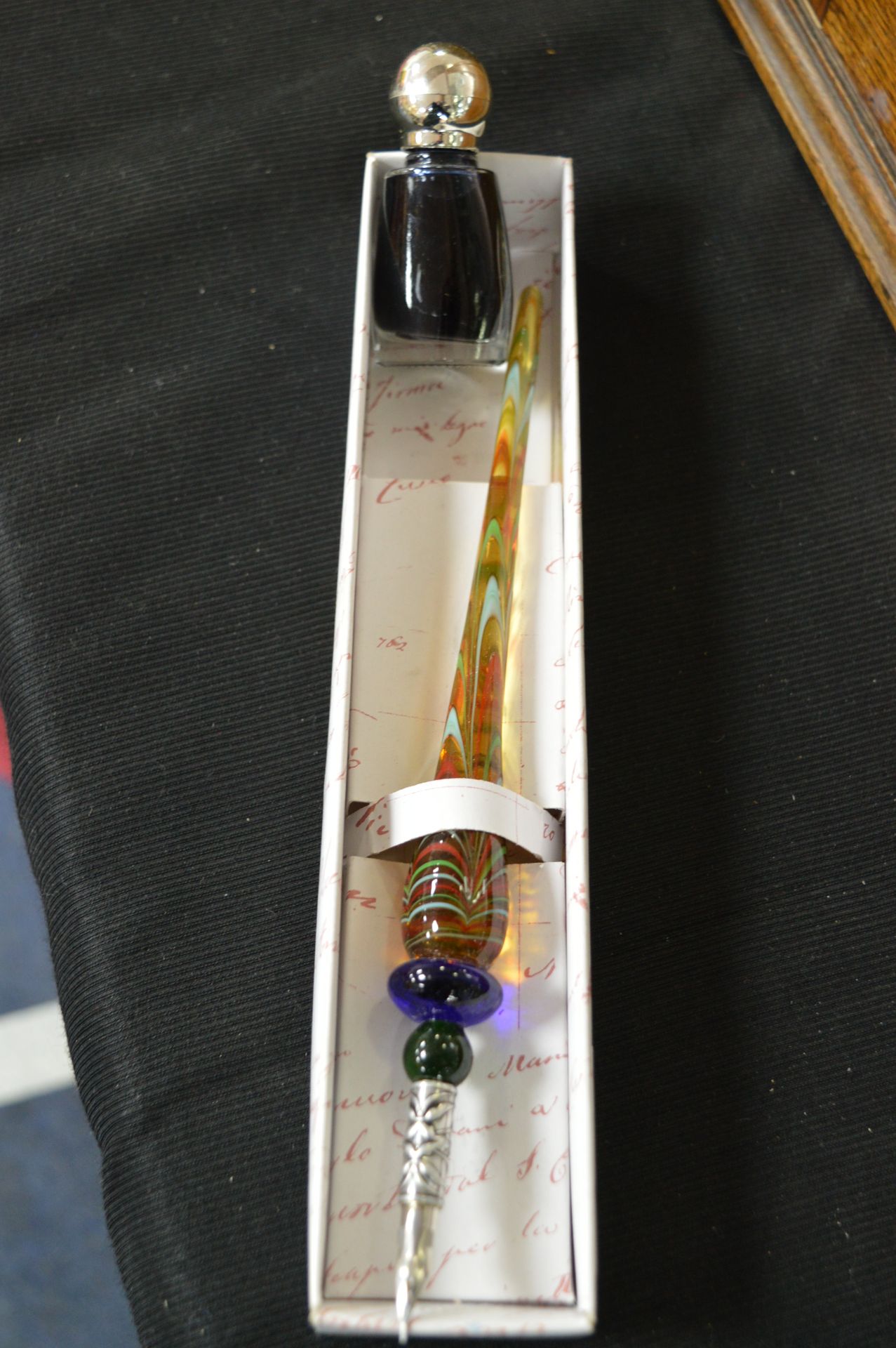 Decorative Glass Fountain Pen and Ink Bottle Set